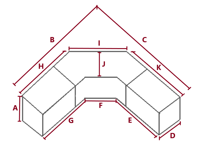 Made To Measure Corner Sofa Cover With Straight Back Edge Shape